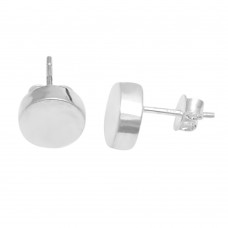 Silver round stud minimalist earring